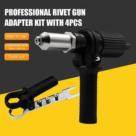 Kit d'adaptateur de pistolet à rivets professionnel avec 4 pièces de boulons de buse différents ► Photo 1/6