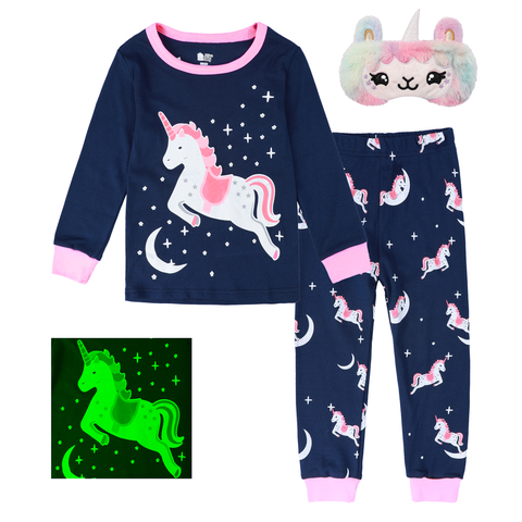 Pyjamas Filles Enfants licorne Vêtements de nuit Bambin Coton Décontracté Ensemble de Vêtements Sirène Girafe Mignonne Tenue D'intérieur 2-8Y ► Photo 1/6