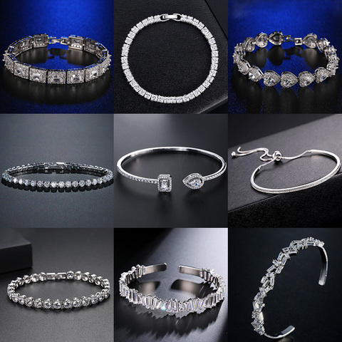 2022 nouvelle mode de luxe 925 en argent sterling tennis femmes bracelets bracelet pour les femmes de noël cadeau bijoux en gros S5877 ► Photo 1/6