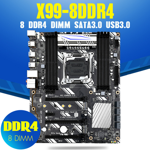 Atermiter X99 D8 fente pour carte mère LGA2011-3 USB3.0 NVME M.2 SSD wifi prise en charge de la mémoire DDR4 et du processeur Xeon E5 V3 8 DDR4 DIMM ► Photo 1/1