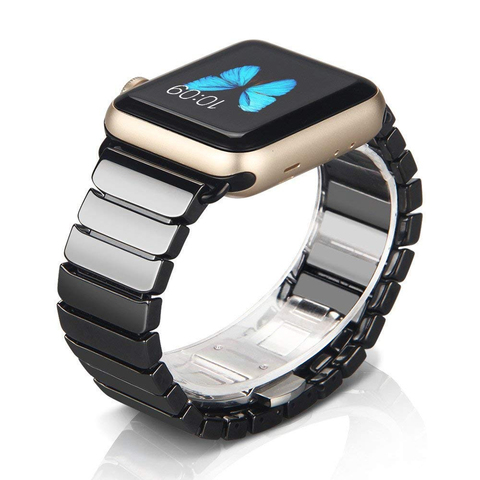 Bracelet céramique pour montre Apple Watch, 44mm 42mm maillons, Bracelet iWatch série 6 5 4 3 2 1 40mm 38mm ► Photo 1/6