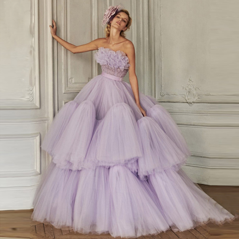 Robe longue bouffante en Tulle pour femmes, tenue de bal à la lavande, mode, offre spéciale, 2022 ► Photo 1/6