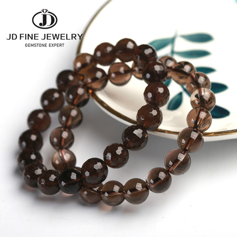 JD-Bracelet quartz naturel fumé pour hommes et femmes, bijou porte-bonheur, perles rondes de 4mm à 14mm, bijou énergétique de guérison ► Photo 1/6
