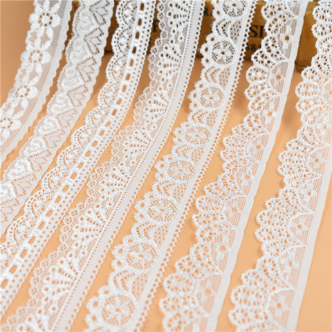 Garnitures en tissu dentelle blanc élastique, 5 yards/Lot, sous-vêtements, pour couture brodée, de haute qualité ► Photo 1/6