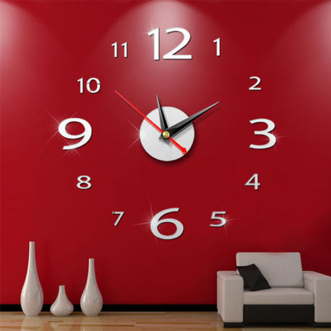 Moderne grand miroir 3D Surface horloge murale 3D autocollant mural maison bureau chambre décoration murale à faire soi-même accessoires de décoration intérieure ► Photo 1/6