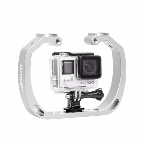 Plongée sous-marine en aluminium Selfie monopode montage Double bras plateau tenu dans la main pour Gopor Action support de caméra ► Photo 1/6