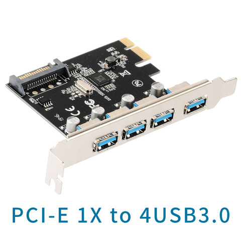 Carte d'extension PCIe USB 3.0, 4 ports PCIe USB 3.0, Hub, 5gbps, contrôleur avec alimentation SATA 4 broches ► Photo 1/6