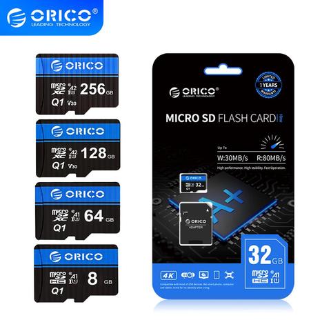 ORICO Micro carte SD carte mémoire 256GB 128GB 64GB 32GB 80 mo/s mini TF voiture Micro carte sd Class10 carte flash mémoire 32GB TF carte ► Photo 1/6