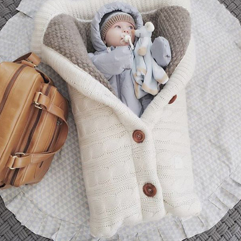 Hiver bébé dormir banderoles sac enveloppe enfants sac de nuit chancelière pour poussette tricoté sac de sommeil nouveau-né Swaddle tricot laine ► Photo 1/1