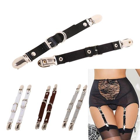 1 paire PU cuir élastique jambe jarretière ceinture sangle Sexy jambe harnais cuisse-haute bas ceinture métal Clips jarretelle sangle multicolore ► Photo 1/6