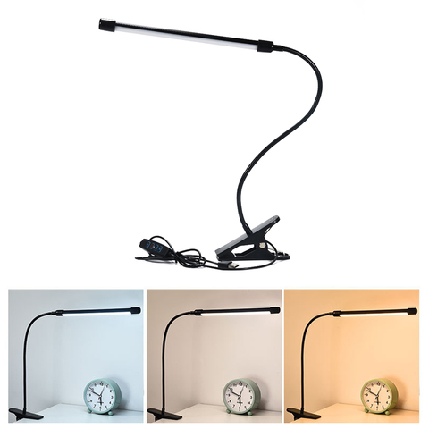 Lampe LED Flexible à pince pour bureau et chevet, avec port USB, lumière à intensité réglable, idéale pour la lecture des yeux, nouveauté 2022 ► Photo 1/6