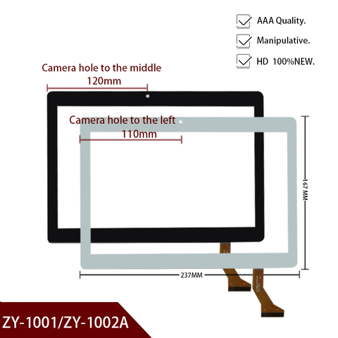 Pour tablette PC de 10.1 pouces ZY-1002A ZY-1001, panneau d'écran tactile, avant, extérieur, capteur numérisé, verre de remplacement, alphabet multi-touch ► Photo 1/6