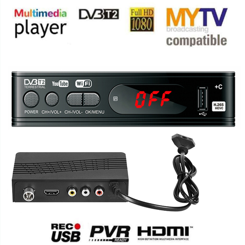 HD 1080p Tv Tuner Dvb T2 Vga TV Box Dvb-t2 pour moniteur adaptateur USB2.0 Tuner récepteur Satellite décodeur Dvbt2 russe manuel ► Photo 1/6