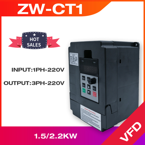 VFD onduleur VFD 1.5KW / 2.2KW convertisseur de fréquence ZW-CT1 3P 220V convertisseur de fréquence de sortie VFD variateur de fréquence ► Photo 1/4