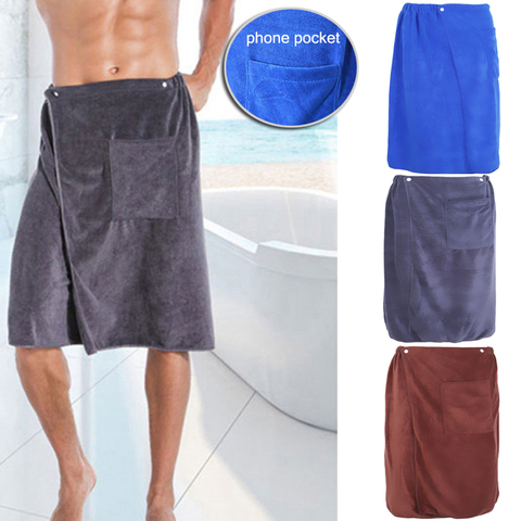 Nouvelle mode homme portable magique microfibre serviette de bain avec poche douce natation plage serviette de bain accessoires de salle de bain ► Photo 1/6