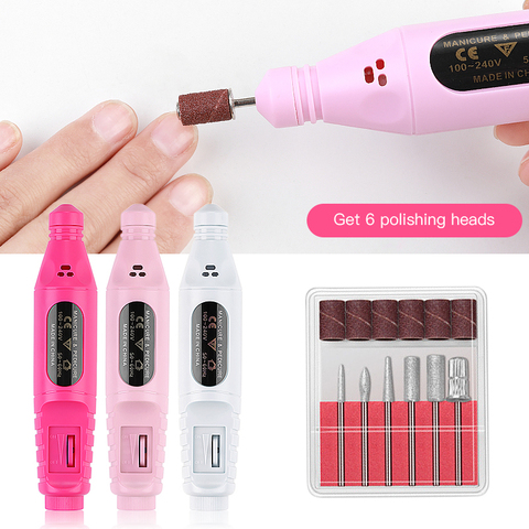 Perceuse à ongles électrique professionnelle, outils en acrylique, Kit de lime à ongles en forme de stylo, Machine de soins des ongles, lime à ongles, manucure ► Photo 1/1