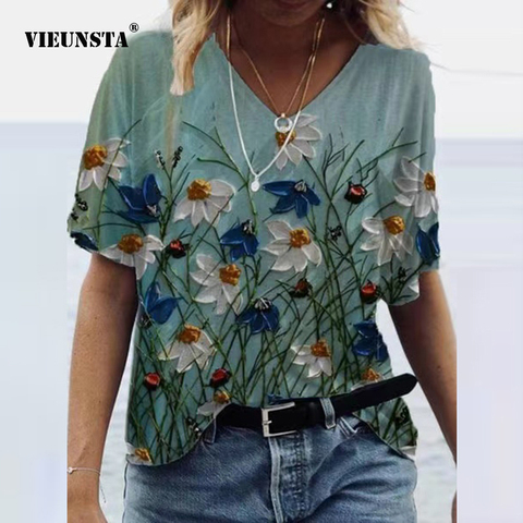 Vintage O cou printemps été Blouses chemises mode à manches courtes pull haut Streetwear élégant imprimé fleuri chemise ample Blusas ► Photo 1/6