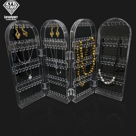 Boîte de rangement en plastique transparent avec 120/180/240/360 trous, présentoir pour boucles d'oreilles et clous, écran pliable, présentoir pour bijoux ► Photo 1/6