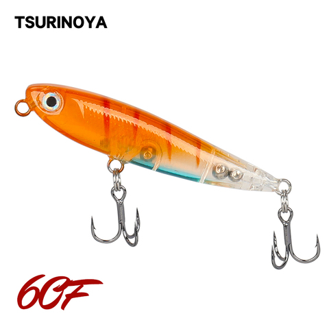 TSURINOYA crayon flottant leurre de pêche dur DW64 60mm 3.1g Topwater Mini leurre nageur vairon Wobblers manivelle truite basse appât ► Photo 1/6