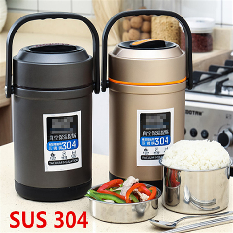 2022 Nouveau Thermos récipient pour aliments boîte à déjeuner acier inoxydable 1.4L 2.1L 2.8L L'école Bento Boîte De Stockage Portable Boîte À Lunch Vaisselle ► Photo 1/1