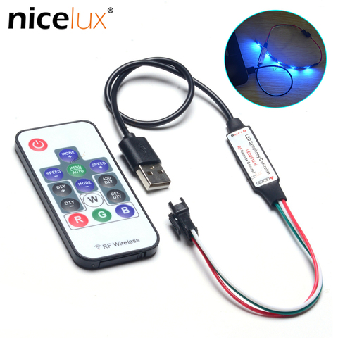 Contrôleur USB pour câble à 3 broches WS2812, bande numérique, LED pixels, avec télécommande RF sans fil, à bricolage soi-même, WS2812B, connecteur JST SK6812 ► Photo 1/6