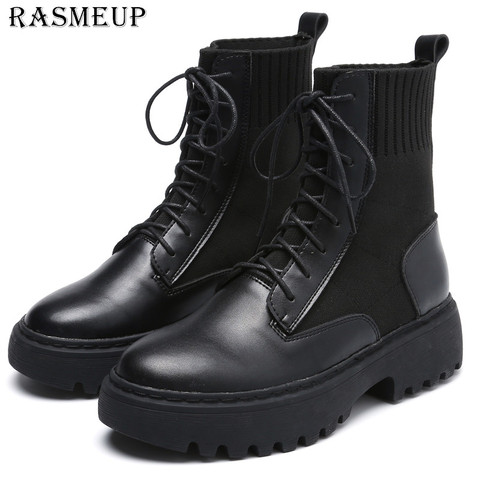RASMEUP – bottes chaussettes pour femmes, chaussures de marque, Style rétro, respirantes, à la mode, grande taille 43, hiver, 2022 ► Photo 1/6