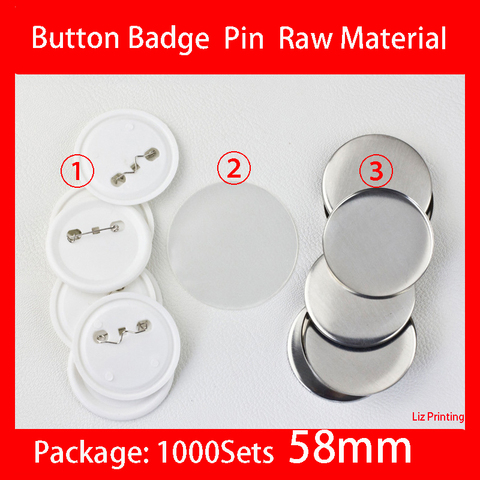 Badge à boutons 58mm, blanc de matière première, fournitures de pièces en plastique, 1000Sets/Carton ► Photo 1/6