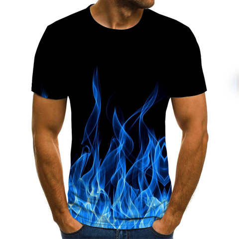 2022 nouvelle flamme hommes T-shirt été mode à manches courtes 3D col rond hauts fumée élément chemise à la mode hommes T-shirt ► Photo 1/6