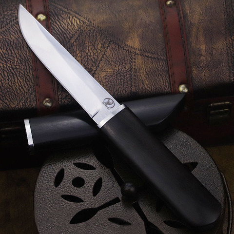Dehong japonais samouraï D2 lame en acier ébène couteau de chasse pointu haute dureté jungle camping droit survie couteau droit ► Photo 1/6