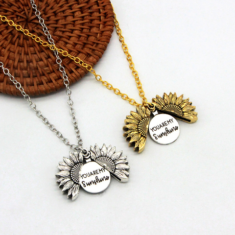 2022 nouvelles femmes multicolore collier amour cadeau ouvert médaillon tournesol cadeau d'anniversaire bijoux pendentif personnalisé soleil collier ► Photo 1/6