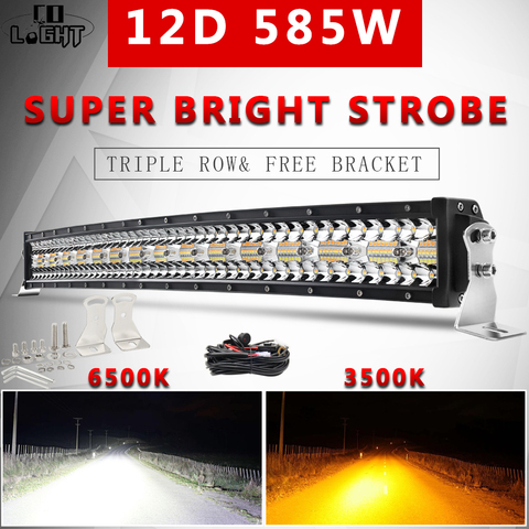 Co-light – barre lumineuse stroboscopique à 3 rangées, 32 pouces, 585W, Led 12D, barre de conduite, pour voiture tout-terrain, tracteur, camion, bateau, SUV, 6500K, 3500K ► Photo 1/6