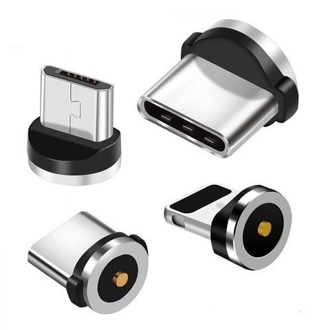 Prise de câble magnétique ronde Type C Micro USB C 8 broches prises adaptateur de charge rapide téléphone Microusb type-c aimant chargeur prise ► Photo 1/5