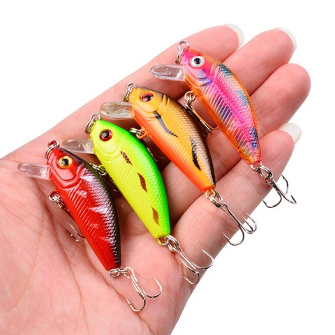 1 pièces Minnow leurre de pêche 50mm 4.2g Topwater appât dur Wobbler Jig appât manivelle carpe rayé bar Pesca matériel de pêche ► Photo 1/6