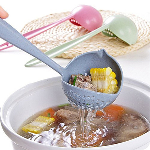 2 en 1 longue poignée cuillère à soupe accueil passoire cuisson passoire cuisine Scoop en plastique louche vaisselle Gadgets de cuisine livraison gratuite ► Photo 1/6