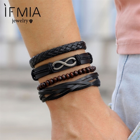 Bracelet unisexe multi-usages pour hommes, illimité, 8 mots, Vintage, ensemble de Bracelets, bijoux de fête, 4 pièces/ensemble, 2022 ► Photo 1/6