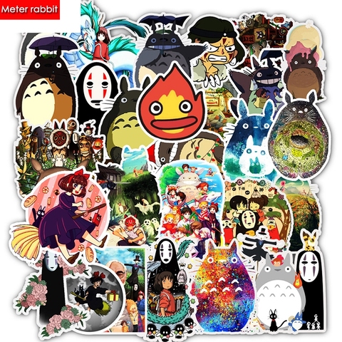 Autocollants du dessin animé Totoro, Spirited Away Girl des studios Ghibli, étiquettes imperméables pour décorer skateboard, valise, guitare, ordinateur, décalcomanies graffitis, ► Photo 1/6