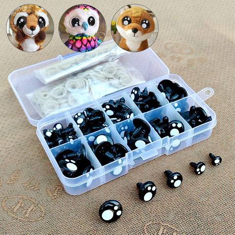 100 pièces 8/10/12mm yeux noirs pour jouets dessin animé yeux de sécurité pour poupées faisant des animaux Amigurumi ours artisanat jouets en peluche accessoires ► Photo 1/6