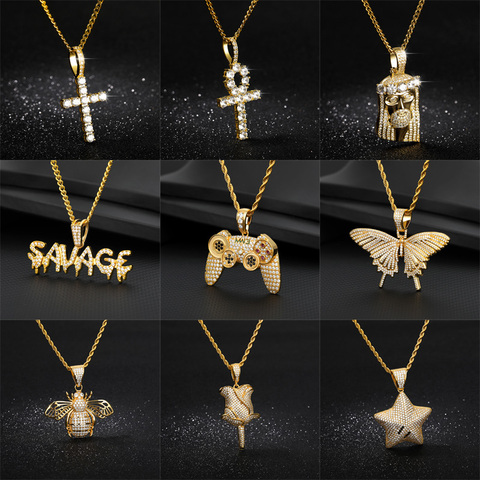 Hip Hop série hommes collier papillon collier pour femmes charme Punk bijoux or argent couleur acier inoxydable chaîne cadeau de fête ► Photo 1/6