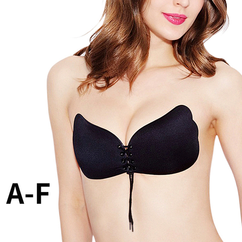 Soutien-gorge Invisible en Silicone pour femmes, sous-vêtement auto-adhésif, sans bretelles, Bandage, noir, solide, bâton, Push Up ► Photo 1/6