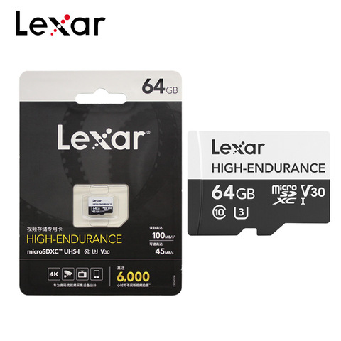 Carte mémoire Lexar haute Endurance vitesse maximale 100 mo/s 64 go 128 go V30 UHS-I U3 Microsd classe 10 32 go V10 TF carte pour vidéo 4K ► Photo 1/6