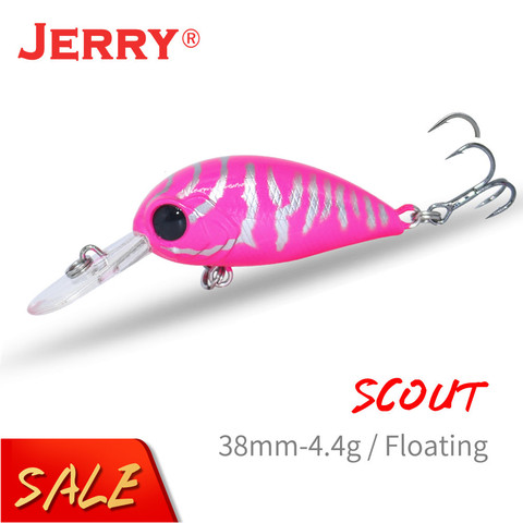 Jerry Scout ultra-léger flottant Wobbler plongée profonde appât artificiel 38mm craquelé basse brochet perche pêche Pesca ► Photo 1/6