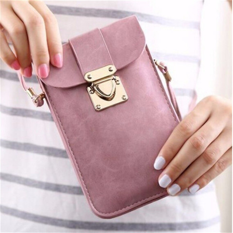 Femmes en cuir sac de messager Mini cellule téléphone portable pochette étudiant bandoulière pochette sac à main portefeuille fille petit sac à bandoulière sac à main ► Photo 1/6