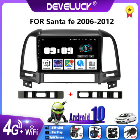 2 Din Android 10 autoradio multimédia lecteur vidéo 2din stéréo pour Hyundai Santa Fe 2006 2007 2008 2009 2010 2011 2012 4G + Wifi ► Photo 1/6