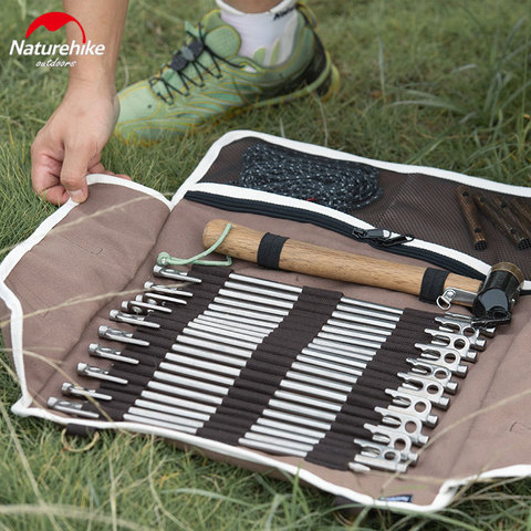 Naturetrekking équipement de Camping en plein air pieu sacs de rangement tente accessoires marteau vent corde tente chevilles clous sac de rangement ► Photo 1/6