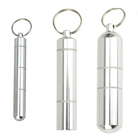 Porte-clés en forme de Capsule, boîte en aluminium pour pilules, porte-pilules de poche étanche pour l'extérieur, boîte de rangement pour médicaments délicats ► Photo 1/6