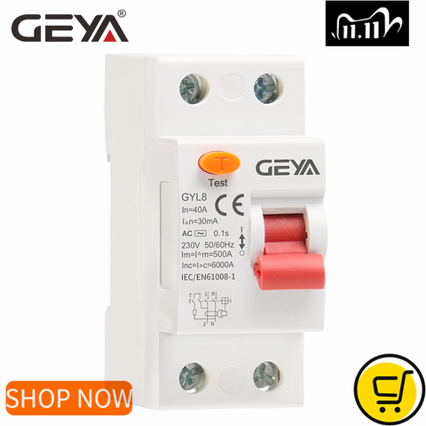 GEYA-disjoncteur de courant résiduel GYL8 AC Type RCD ELCB RCCB Din Rail 25a 40A 63a avec certificat CE CB ► Photo 1/6