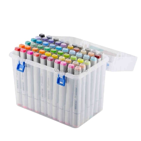 Boîte d'organisateur de rangement de support de boîtier de marqueur de transport en plastique de 80 fentes pour les marqueurs de croquis de peinture-convient pour le stylo de marqueurs de 15-18mm ► Photo 1/1