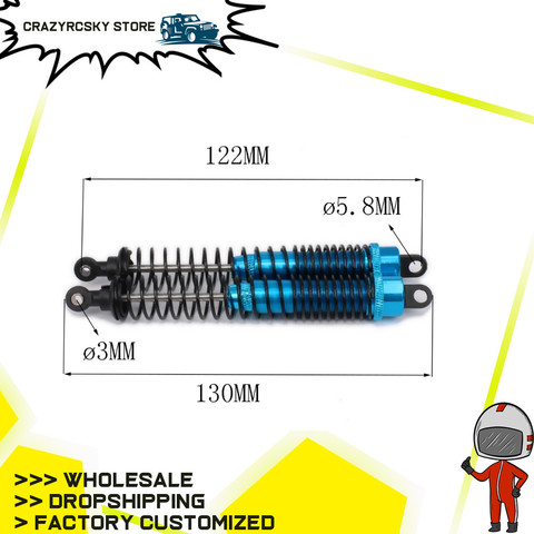 Amortisseur d'huile réglable RCAWD 2 pièces/ensemble, en alliage, Type 130mm de Long, pour voiture rc 1/10, pièces de camion à chenilles, Hsp hpi ► Photo 1/6