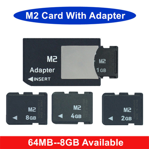 Carte mémoire M2 Micro avec adaptateur MS PRO DUO, 8 go 4 go 2 go 1 go 512 mo 256 mo 128 mo 64 mo ► Photo 1/5