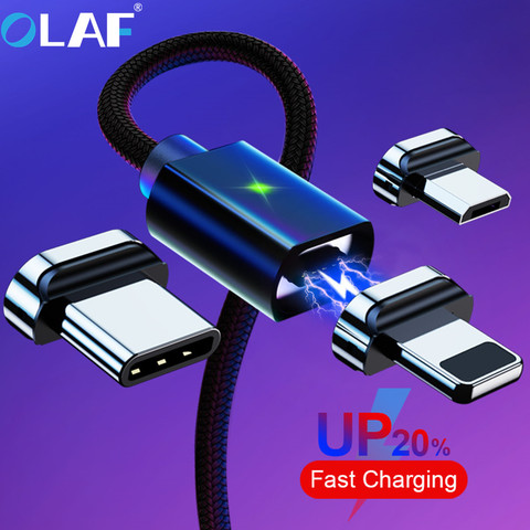 OLAF 2M câble Micro USB magnétique pour iPhone Samsung charge rapide données fil cordon aimant chargeur USB type C 3A câble de téléphone portable ► Photo 1/6